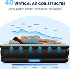 Queen Air Mattress with Built-in Pump, Heavy-Duty 800 lbs Support, 48-Hour Leak-Tested, Upgraded 3-Layer Protection PVC, 3 Min Fast Inflation, Portable Air Bed for Home, Guest & Camping