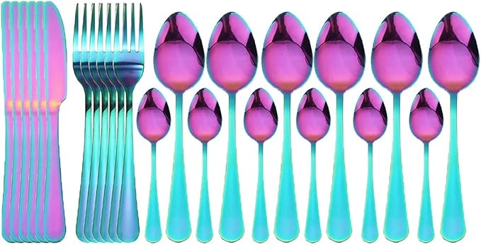 Flatware Sets 24pcs 18/10 Stainless Steel Cutlery Set Gold Tableware Set Fork Knife Spoon Dinnerware Set Flatware Set Silverware Set Stainless Steel