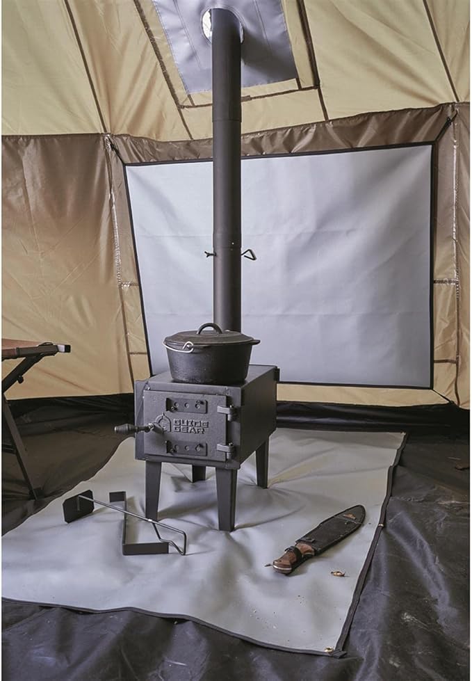 Guide Gear Base Camp Tent, Outdoor, Hiking, Hunting, Four Season Camping with Stove Jack