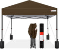 Best Choice Products 8x8ft Pop Up Canopy Tent, Outdoor Shade, 1 Person 1 Minute Set Up, Carry Case, 4 Weight Bags - Brown