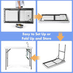 GYMAX Fish Cleaning Table with Sink, Folding Fish Cleaning Station with Adjustable Spray Cleaner, Foldable & Rotatable Faucet, Portable Fillet Table for Outdoor Camping, Fishing, Picnic