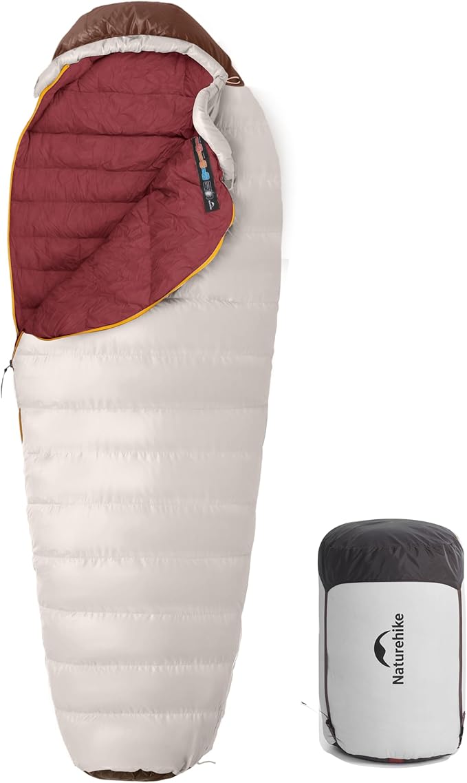 Naturehike 0 Degree RDS Down Mummy Sleeping Bag for Adults, 650 Fill Power, Cold Weather Backpacking Sleeping Bag for Camping, Hiking, -1℉ 18℉ 30℉, YKK Zipper