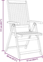 vidaXL - Patio Folding Chairs 6 Pcs - Camping Garden Lawn Chair - Solid Acacia Wood - Adjustable and Foldable - Brown Retro Style - 22.4" x 27.2" x 43.7"