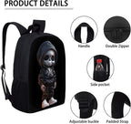 Black Skull Backpack for Teen Boys 3 Pieces Cute Lightweight Bookbag for Boys 8-12 17 Inch Large Capacity Teens School Bag and Lunch Kit for Back to School Travel Hiking Rucksack