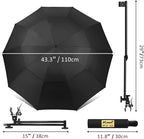 UPF 50+ Beach Umbrella with Adjustable Universal Clamp