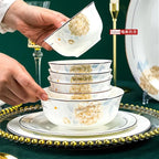 European Chopsticks Bone China Tableware Set Dishes Set 58 Pieces
