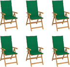 Patio Chairs 6 pcs,Outdoor Folding Chair,Lounge Chair,Portable Camping Chair,Tanning Chairs for Outside,Garden Chair,for Outdoor Patio, Campsite, or Yard, with Green Cushions Solid Teak Wood