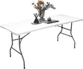 Camp Field 6ft Heavy Duty Portable Table, Folding Table for Indoor & Outdoor Picnic & Card Table for Picnic, Party, Camping. (White, 6FT)