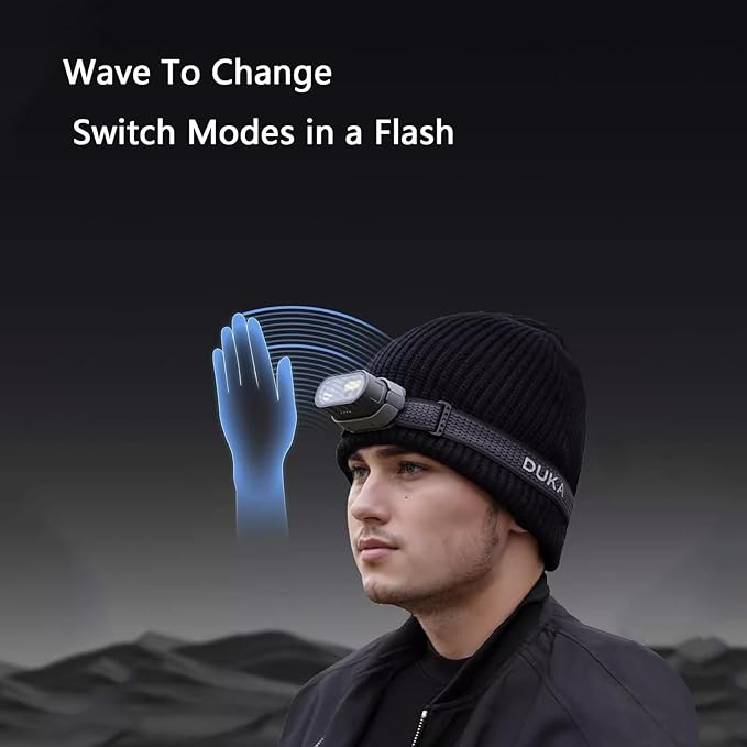 2-Pack Rechargeable LED Headlamps, 45° Tilt & Wave Sensor, USB-C, IPX4 for Camping Running Work
