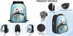 Kids 3 in 1 School Bag Set Sea Otter School Backpacks 12 Inch Schoolbag for Elementary Kindergarten School Animal Print Bookbag with Lunch Box and Pencil Case