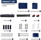 Pop up Canopy Tent with Awning Easy up Canopy with Wheel Bag Heavy Duty Waterproof Canopy Commercial Gazebo Tent for Outdoors Parties Vendors (Navy Blue)