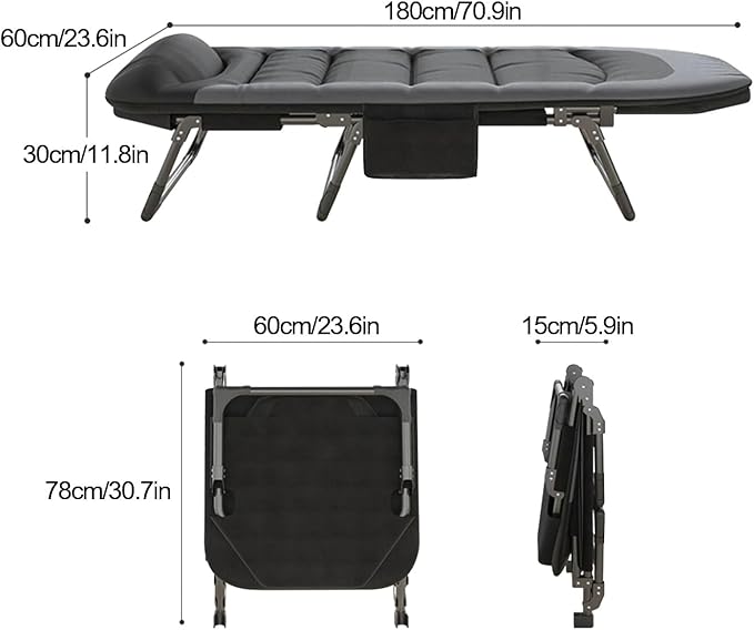 Sleeping Cots/Camping Cots for Adults, Folding Sleeping Cot Bed with Mattress, 6 Adjustable Positions, Portable Bed for Travel, Office, Home(180 * 60 * 30cm/70.9 * 23.6 * 11.8in)