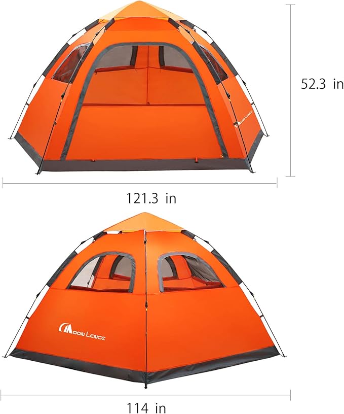 MOON LENCE Pop Up Camping Tent, 3-4 Person Portable Automatic Instant Tent Windproof for Camping, Hiking, Mountaineering