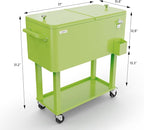 VINGLI 80 Quart Rolling Ice Chest, Portable Patio Party Bar Drink Cooler Cart, with Shelf, Beverage Pool with Bottle Opener