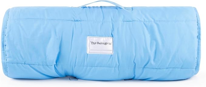 Jay Franco Kids Nap Mat with Embedded Pillow & Blanket – Soft 46"x20" Microfiber Sleeping Bag with Name Tag & Handle for School, Travel, Sleepover