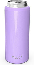 TILUCK Skinny Can Cooler for Slim Beer & Hard Seltzer, Stainless Steel, Doucle-Walled Stainless Steel Insulated Slim Cans, Standard 12 oz (Lavender)