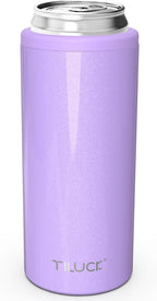 TILUCK Skinny Can Cooler for Slim Beer & Hard Seltzer, Stainless Steel, Doucle-Walled Stainless Steel Insulated Slim Cans, Standard 12 oz (Lavender)