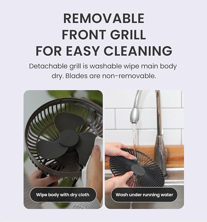 Claymore V600+ Warm Gray Rechargeable Portable Fan – 7,800mAh Battery, 4-Speed BLDC Ultra-Quiet Air Circulator USB-C Charging 32 Hrs Runtime Tripod Mountable Adjustable for Camping, Indoor, Outdoor