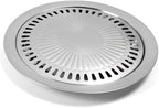 Korean Style Stovetop,Stainless Steel Non-Stick Roasting Round Barbecue Grill Pan for Indoor Outdoor Camping BBQ, Cooking Delicious Roasting Food(30cm x 30cm x 2.8cm)