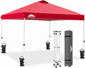 EAGLE PEAK Pop Up Canopy Tent with Wheeled Carry Bag, 8 Stakes, 4 Ropes, 4 Weight Bags, Easy Set Up Tent Canopy, 10x10 ft, 100sqft of Shade, Red
