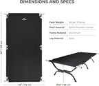 Teton Outfitter Camping Cot, Heavy-Duty Oversized Folding Cot for Adults, Comfortable Elevated Sleeping Bed, Easy Setup