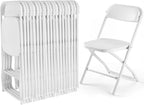 DUMOS Folding Chairs Sets of 20, 330lbs Plastic Stackable Home Dining Chairs, Portable Fold Up for Indoor Outdoor, Patio, Camping, Garden, Party (White)