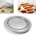 Saim Korean BBQ Grill Pan,Stainless Steel Non-Stick Roasting Smokeless Barbecue Grill Pan,Round Korean Style Stovetop for Indoor Outdoor Camping BBQ