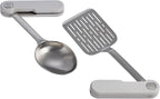 Stanley Wildfare Pro Stainless Steel Fold & Go Utensil Set | Folding Spatula and Spoon | Packable Outdoor Cookware | Camping Essentials for Your Camp Kitchen | BPA-Free | Pale Pebble & Stone