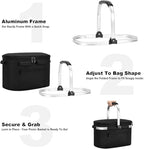 ALLCAMP Picnic Basket - Insulated Cooler, Thickening Foldable Picnic Basket with Removable Baskets & Sewn-in Frame, Basket for House Warming Gifts New Home(Jet Black)