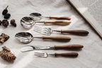 20 Piece Silverware Set Service for 4,Premium Wooden Handle 18 8 Stainless Steel Flatware Set Home Include Fork Knife Spoon Set Gift Package for Christmas and Thanksgiving（Dark Brown)