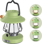 Kids Lantern with 3 Color Light & USB-C Rechargeable, Dimmable Camping Night Light for Children, Safe & Durable ABS Plastic Toddler Flashlight for Bedroom, Tent, Emergency (Green)