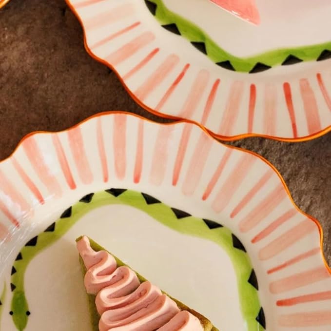 Camping Plates Hand-painted Contrasting Color Ceramic Dinner Plate, Home Dining, Tableware, New Year Gift Decorative Plate