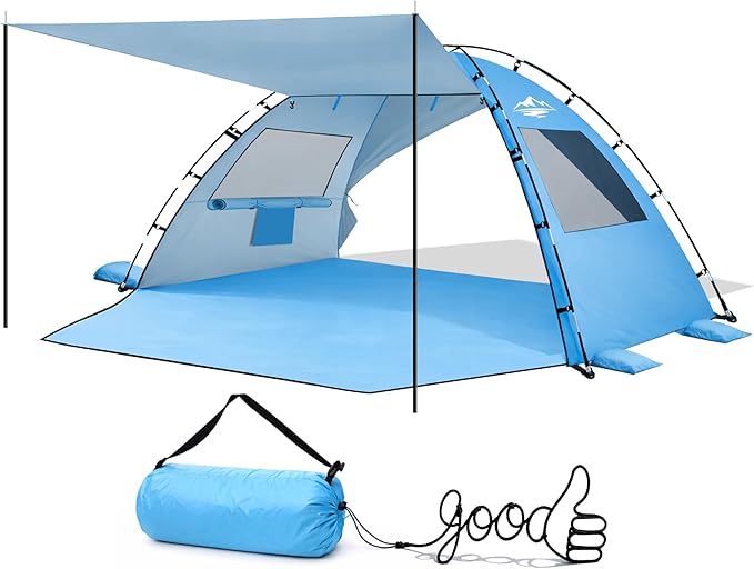 Beach Tent Sun Shelter - 2/3/4 Person UPF 50+ UV Tents with Canopy, Easy Setup Lightweight Beach Shade Tent, Portable Beach Cabana Sun Shade Shelter
