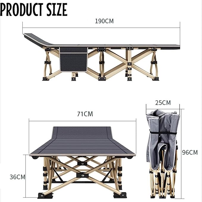 Sleeping Cots for Adults, Lounge Chair Folding Outdoor Chaise, Portable Folding Camping Cot, Outdoor Reclining Chair, Use for Outdoor Travel Camp Beach Patio