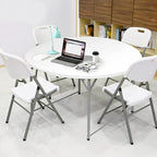 4FT Round Folding Table 48 Inch, Bifold Plastic Dining Table for Wedding, Party, Garden, Patio