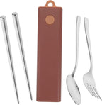 4 Sets Fork Spoon Chopsticks Serving Utensils Stainless Steel Stainless Steel Set Travel Cutlery Spoons Tableware Set Camping Utensil Abs Pink Spoon Fork Chopstick Rest