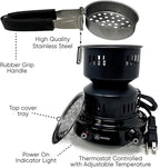 AHADU Premium Electric Charcoal Burner Coconut Coal Starter Hibachi Smart Overheating Control. Instant Coal Disk Tablet Fire Starter. Perfect Stove for Outdoor camping BBQ -Comes with Free Tong/Handle