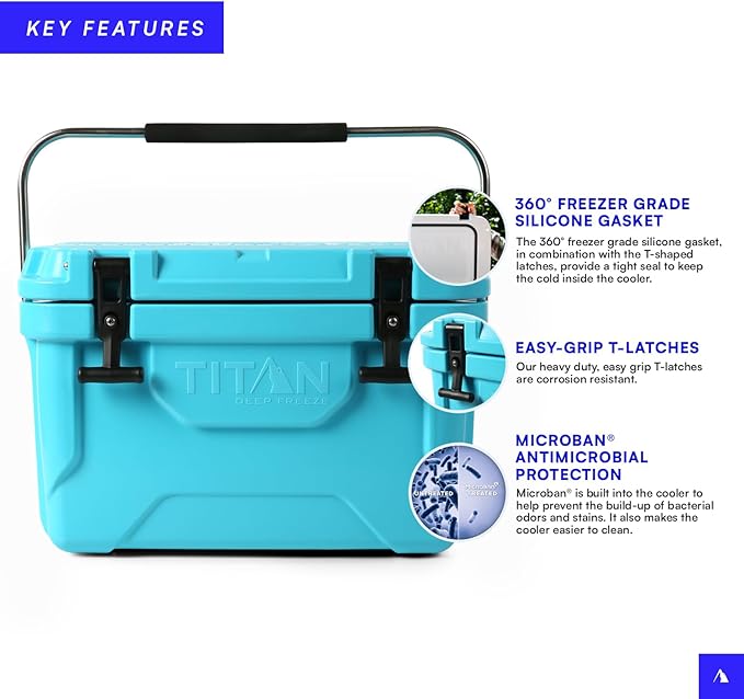 Titan Hard Ice Chest Cooler Roto Cooler with Microban Protection and Deep Freeze Insulation