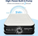 Air Mattress Queen with Built in Pump, Inflatable Blow Up Mattress 18" Raised, Multi-Layer Leakproof, Heavy-Duty Support 800 lbs, Air Bed Queen Size for Home Guests Camping, 3-Min Inflation