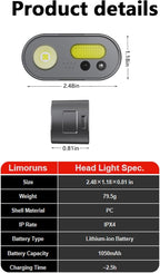 2-Pack Rechargeable LED Headlamps, 45° Tilt & Wave Sensor, USB-C, IPX4 for Camping Running Work
