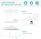 Best Choice Products 10x10ft Pop Up Canopy Tent, Outdoor Shade, 1 Person 1 Minute Set Up, Carry Case, 4 Weight Bags - White/White