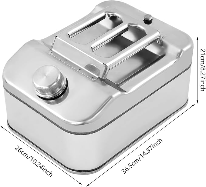 Metal Water Can - 10L Stainless Steel Storage with Pressure Relief Valve & Filter, Portable Liquid Container for Outdoor Camping, Vehicles, and Garage Use