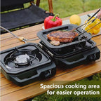New WINKIZA 2 Burner Camping Stove with Grill, 12000 BTU Propane Gas Stove, Portable Folding Camp Stove with Carry Bag, Two Adjustable Burners with Piezo Ignition, Portable Stove for Camping, BBQ