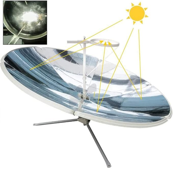 Concentrated Solar Cooker 1800W Portable Parabolic Solar Cooker Foldable Solar Grill Outdoor Stove for Outdoor Camping Cooking Grilling Barbecue, Diameter 59"