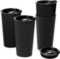 4 Pack Plastic Travel Coffee Mug Set, 20 oz Spill Proof Drinking Cups with Lids, Pobtable to Go Camping Coffee Tumbler Reusable Coffee Mugs with Lids, Dishwasher & Microwave Safe