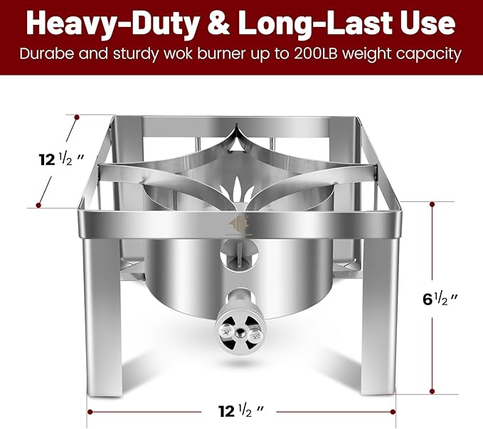 ARC Portable Stainless Steel Propane Burner,55,000BTU Camping Stove Gas Burner for Outdoor Cooking,12.5(W) x6.5(H) All Welded Frame,Great for Camping,Turkey Fry,Crawfish Boil,Homebrewing
