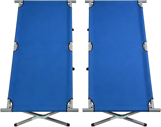 Portable Folding Camping Cot, Heavy Duty Sleeping Bed with Carrying Bag, 610D Oxford Cloth & Lightweight Aluminum Frame, 275lbs Load, Outdoor Cot for Adults, Travel, Hiking, Office (Navy blue, 2 Pack)