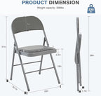 DUMOS 8 Pack Folding Chairs with Padded Cushion and Back - PU Leather Stackable Portable Dining Chiars Set, for Home and Office, Conference, Wedding, Party, Patio, Garden, for Indoor Outdoor, Grey