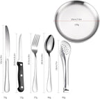 Flatware Silverware Set, 20-piece Outdoor Camping Stainless Steel Cutlery, Forks, Spoons, Plates, Food Clips, Portable Cutlery Bag Set, Tableware Cutlery Set (Color : Rose Gold, Size : 1Set