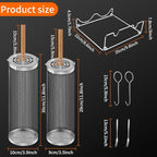 Rolling Grill Baskets (2PCS), Removable Wooden Handle, 304 Stainless Steel, Nesting Grilling Net, BBQ Accessories Tools for Vegetable Shrimp, Outdoor Cooking Camping, Birthday Gifts for Men/Dad/Husband